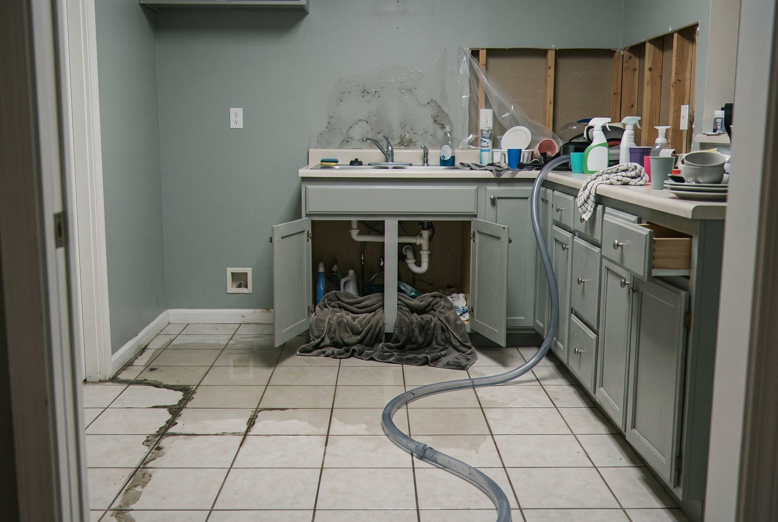 Kitchen before pipe burst damage