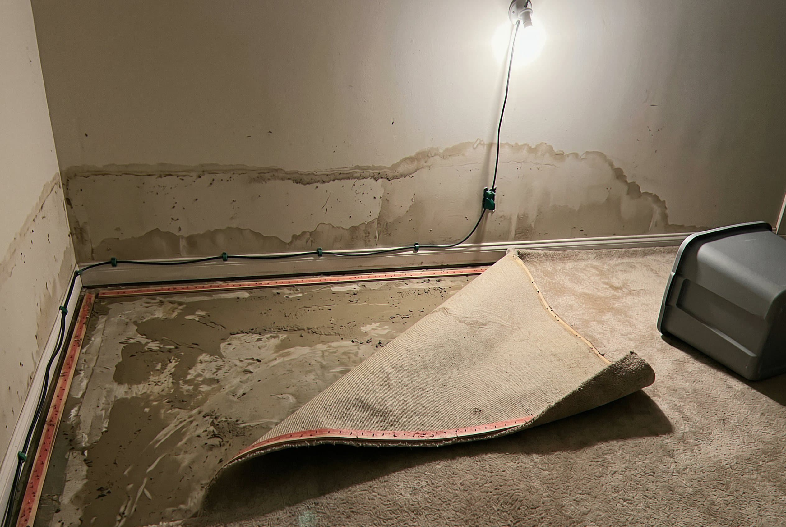 Flooded room filled with muddy water