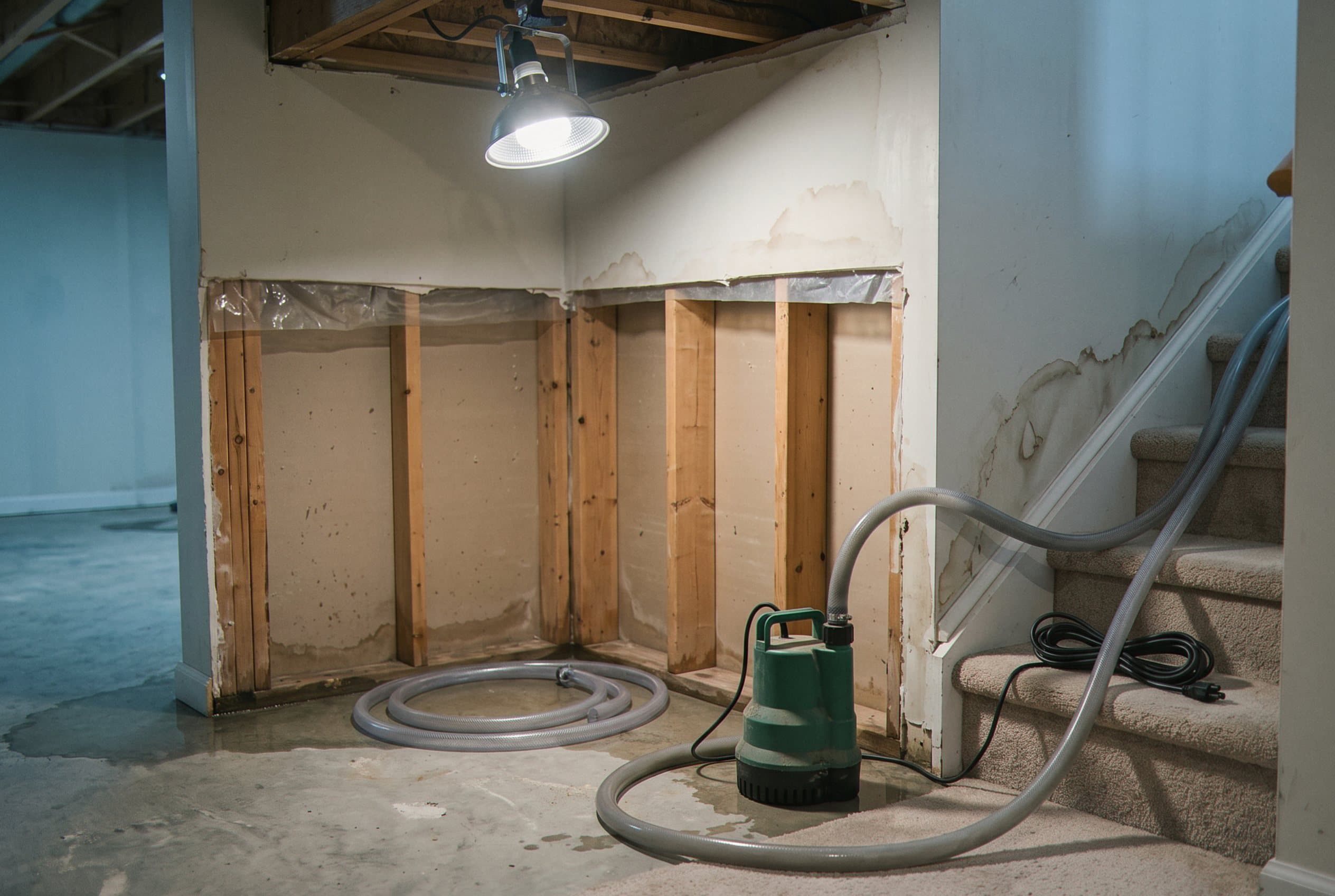 Cleanup equipment in flooded space